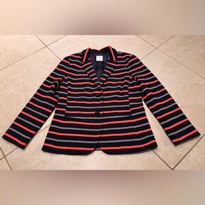 GAP Women's Navy with Orange and Grey Striped Blazer